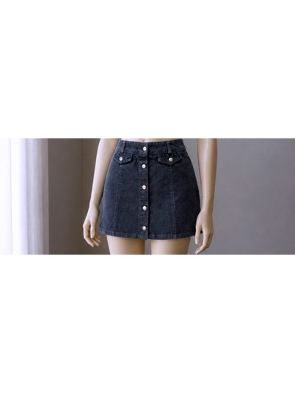 BDG Urban Outfitters Corduroy Mini Skirt Women’s S Charcoal Snap Front